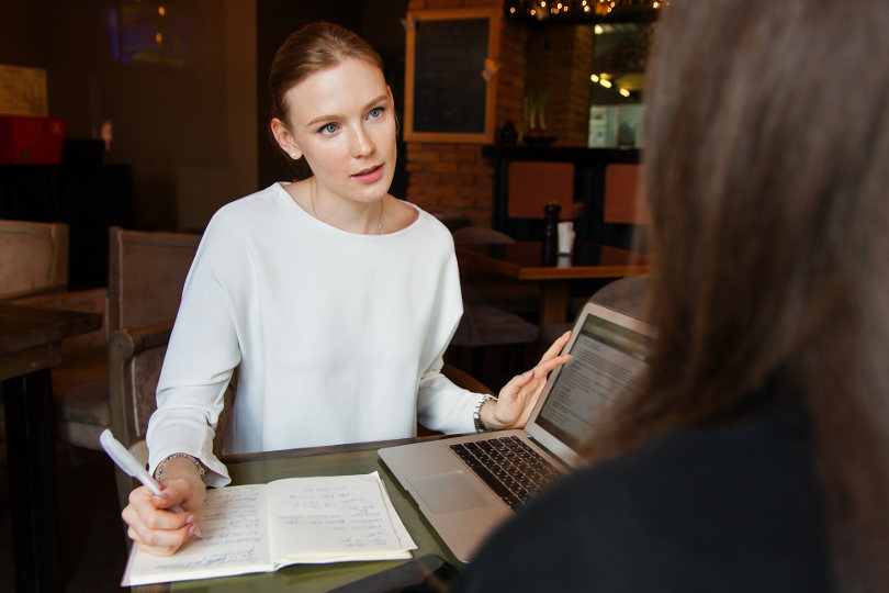 Business consultant advising a client