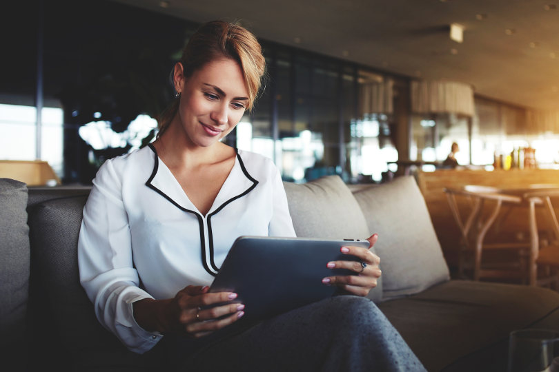 Businesswoman making online payment