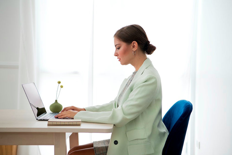 Businesswoman focused at work