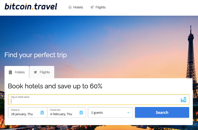 Bitcoin.travel screenshot