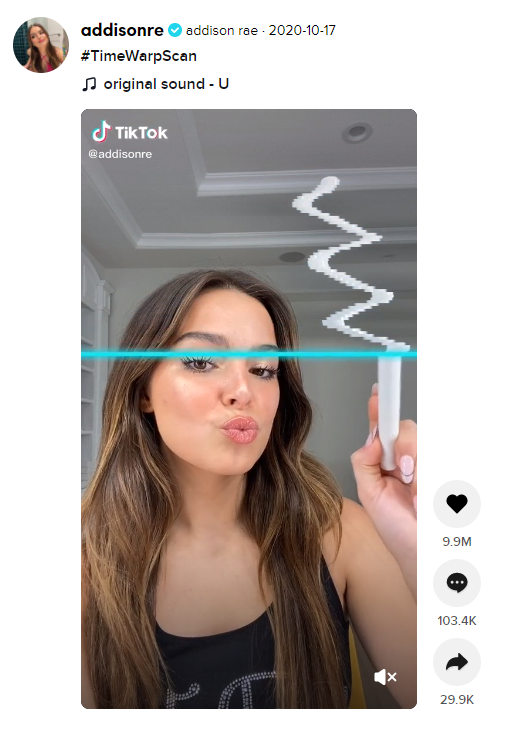 Addison Rae time warp TikTok tendencias