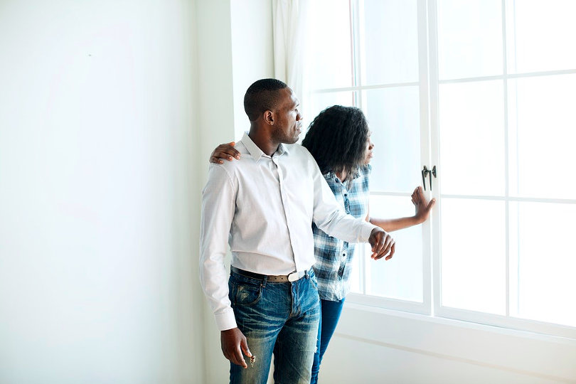 Couple pondering a dream home