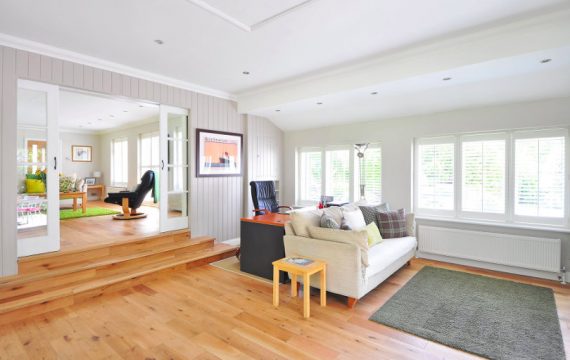 Hardwood flooring at living room