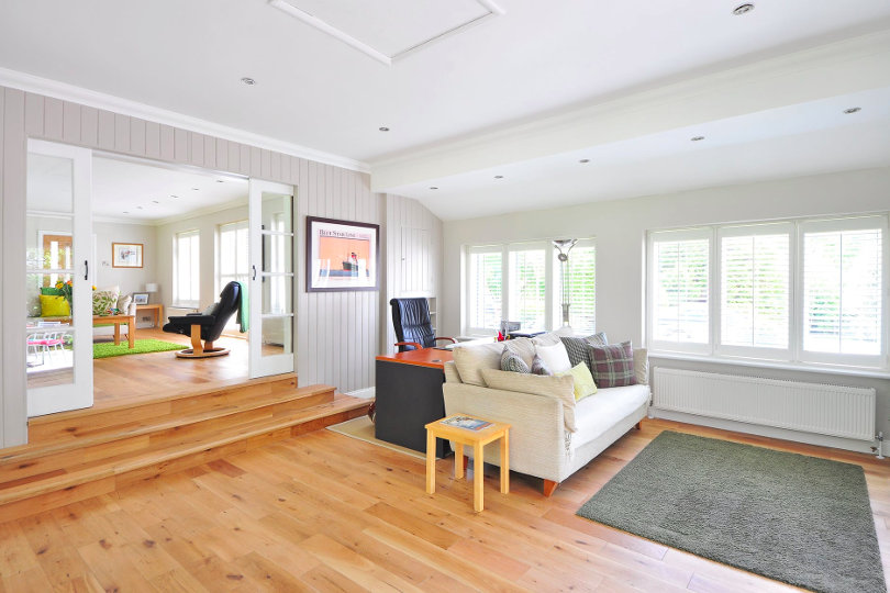 Hardwood flooring at living room