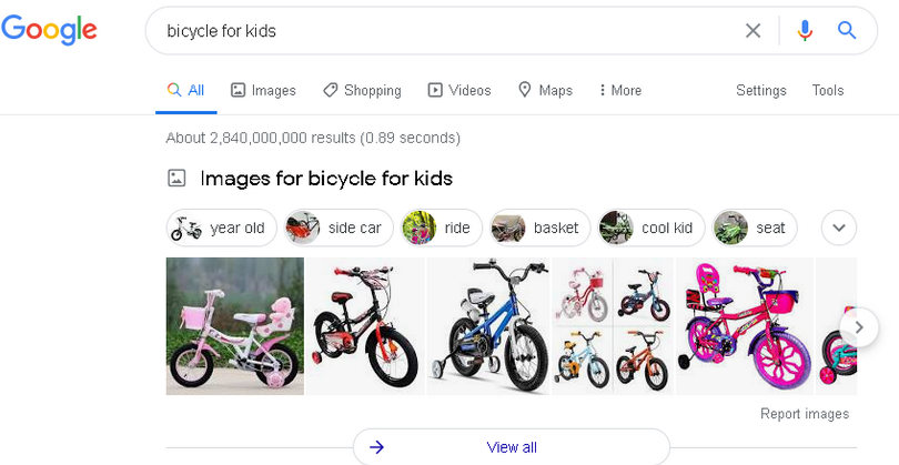 Google Search for Bicycle for Kids