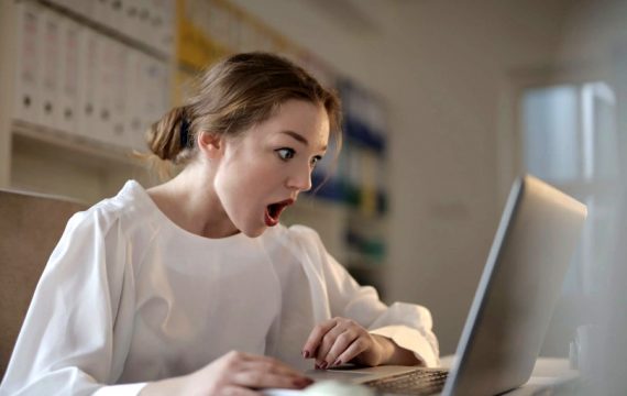 Shocked business blogger