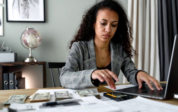 Business owner managing payroll