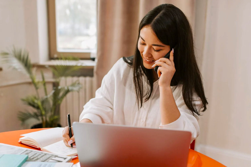 Businesswoman registering a business