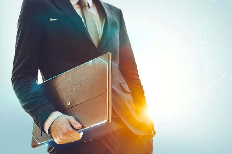 Businessman with a leather briefcase