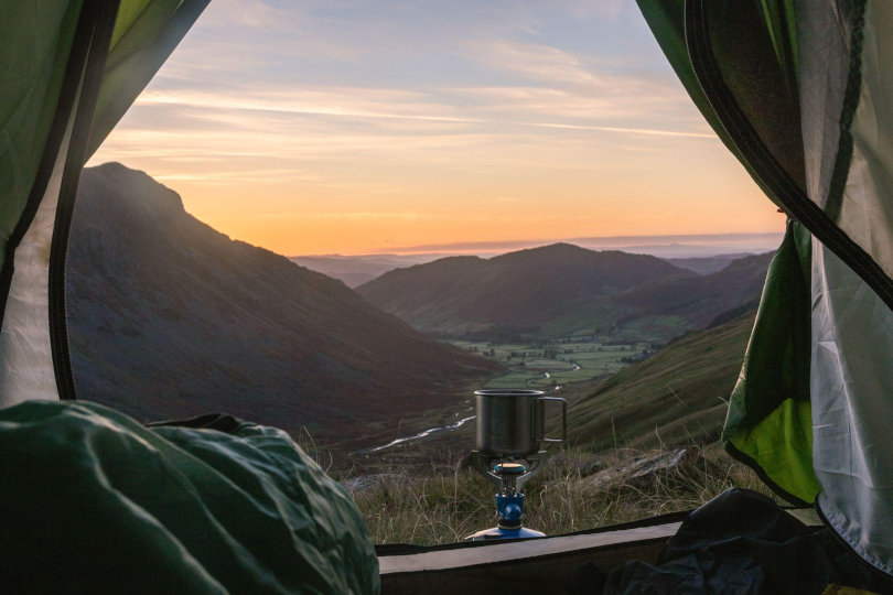 View from the inside of a tent