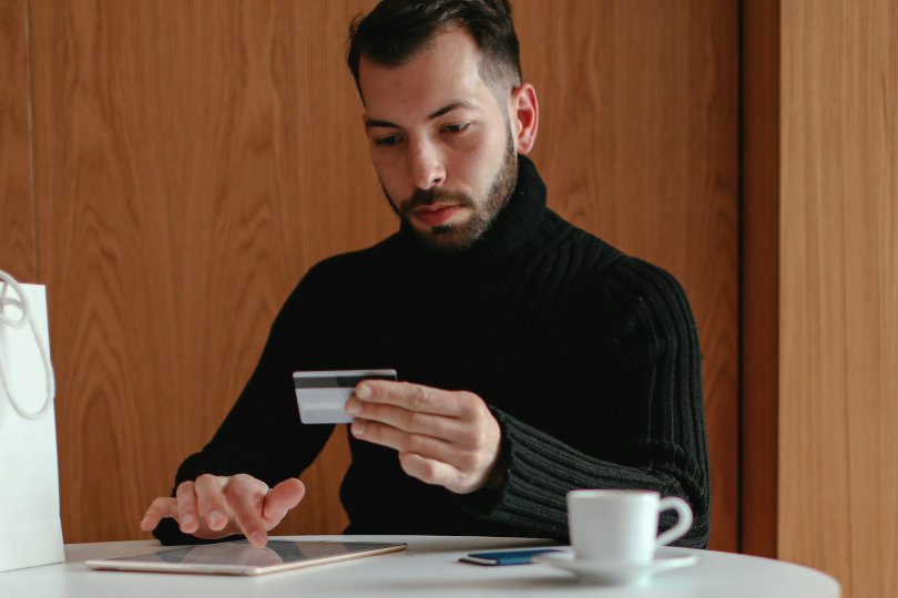 Customer purchasing online using credit card