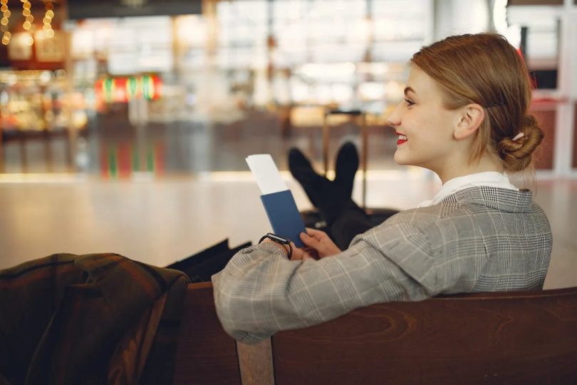 Airline passenger in airport