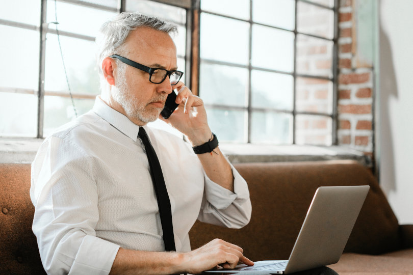 Businessman using CRM