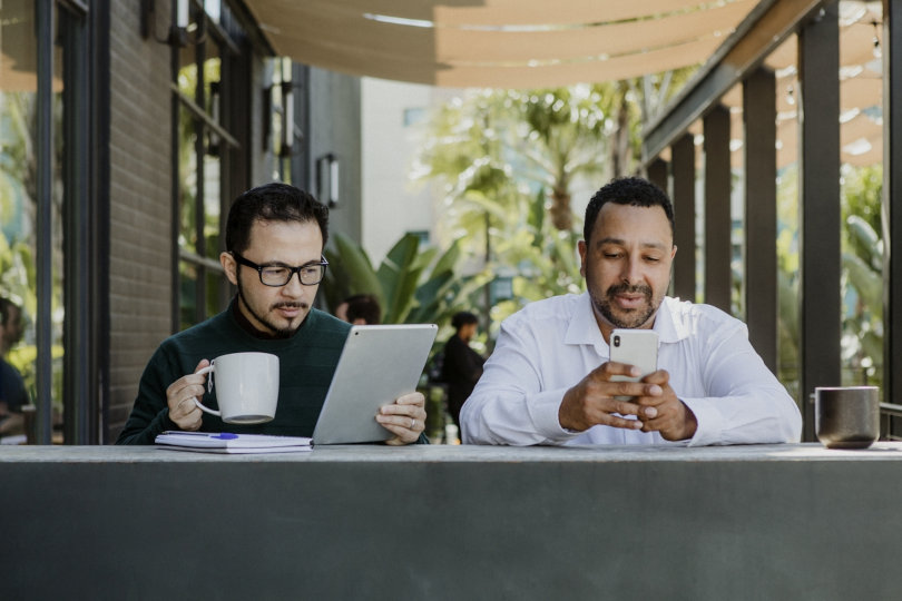 Businessmen using text to speech tool