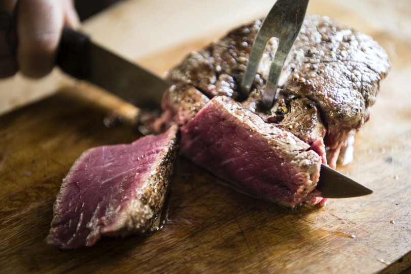 Steak on a cutting board