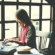 Businesswoman using lending software