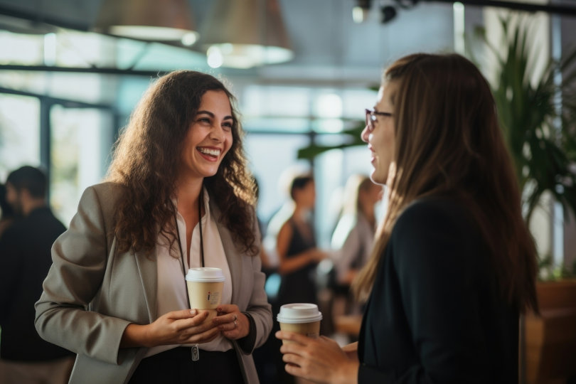 Business people mingling