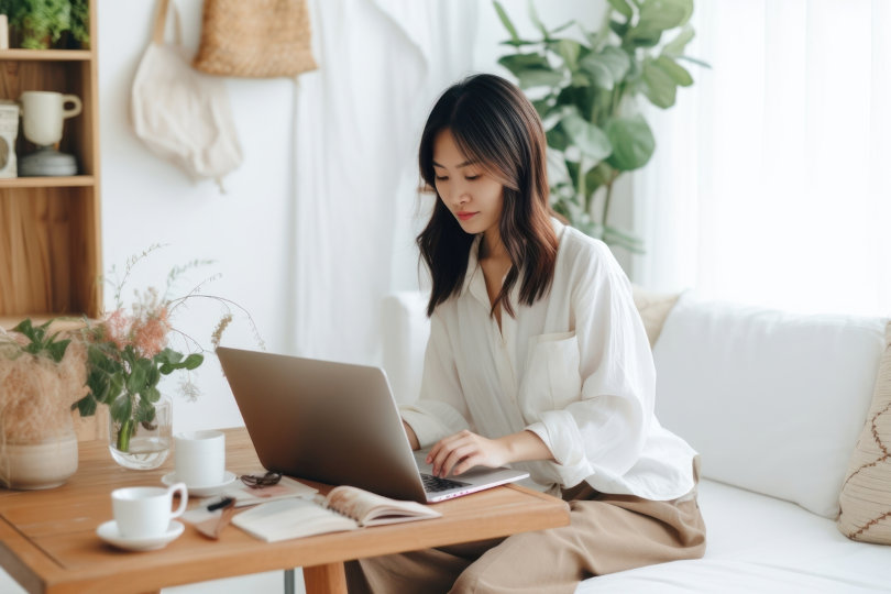 Businesswoman using productivity tools